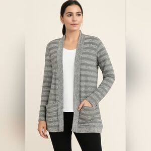 NWT Pitaya Gray Striped Open Cardigan